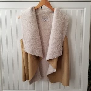 Faux suede and shearling vest